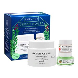 Farmacy Green House Skincare Gift Set - Mini Sizes of Facial Skin Care Products - Includes Green Clean Makeup Remover and Daily Greens Moisturizer