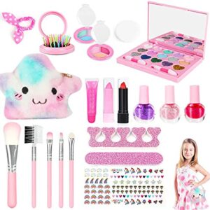 Kids Makeup Kit for Girl Real Kids Cosmetics Makeup Set with Cute Cosmetic Bag Play Makeup for Little Girls Washable Pretend Makeup Kit Gift Set for Easter Birthday children's day