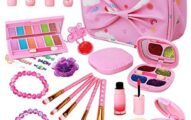 MELAND M Kids Makeup Kit - Washable Play Makeup for Girls - Real Cosmetics Toy with Pink Makeup Bag Set for Toddler Little Girls