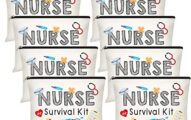 8 Pieces Nurse Survival Kit Makeup Bags, Best Nurse Ever Cosmetic Bag, Nurse Practitioner Gifts Toiletry Bag, Funny Travel Bag Nurses School Supplies Gifts Nursing Student Gifts (Nurse Survival Kit)