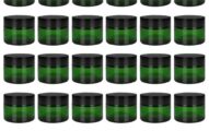 24 Pack 2oz Round Glass Jars - Empty Cosmetic Containers with Inner Liners, black Lids and Glass Sample Jars with labels For Slime, Beauty Products, Cosmetic, Lotion，Powders and Ointments