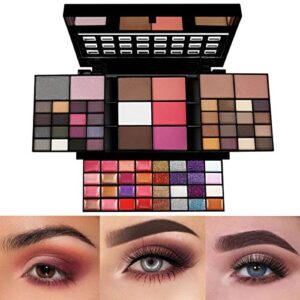 74 Color Eyeshadow Makeup Palette All In One Makeup Gift Set including 36 Eyeshadow palette, 16 Lip Gloss, 12 Glitter Cream, 4 Concealer, 3 Blusher, 1 Bronzer, 2 Highlight and Contour - Make Up Contouring Kit