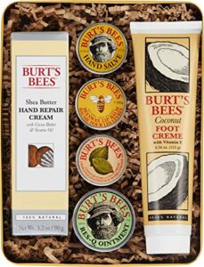 Burt's Bees Classics Gift Set, 6 Products in Giftable Tin – Cuticle Cream, Hand Salve, Lip Balm, Res-Q Ointment, Hand Repair Cream and Foot Cream