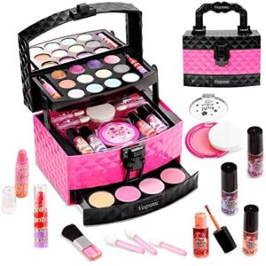 Vextronic Girl Makeup Toy Set 29 Pcs Washable Kids Makeup Kit for Girls, Pretend Play Makeup Kit for Kids, Non-Toxic, Real Cosmetic Toy Beauty Set for Kids Birthday Gift
