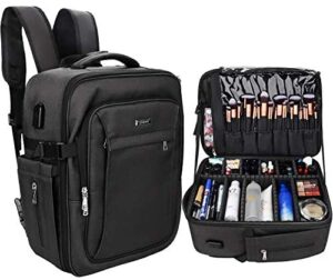 Makeup Backpack, Relavel Professional Makeup Case Extra Large Travel Train Case Makeup Bag for Women Cosmetic Organizer, Makeup Brush Storage Holder, Makeup Artist Kit, with Adjustable High Dividers