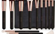 Docolor Makeup Brushes Set 15 Pieces Kabuki Makeup Brushes with Case Professional Make Up eyeshadow Brushes with a Portable Black Cosmetic Bag for Women