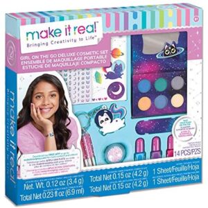 Make It Real – Girl-on-The-Go Cosmetic Set - All in One Starter Makeup Kit for Girls and Tweens - Includes Lip Gloss Tubes, Eyeshadow Palette, Makeup Brushes, Nail Polish, and More!