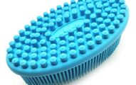 100% Silicone Bath & Shower Loofah Brush For Face & Body Gentel Scrub Skin Exfoliation-Skin Health Beauty Care-Cellulite Treatment-Massaging Brush Long Bristle (Blue)