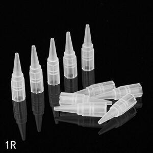 50PCS Clear White Eyebrow Tattoo Needle Tips Permanent Makeup Tattoo Nozzle Caps Disposable 1R/3R/5R/5F/7F (1R)