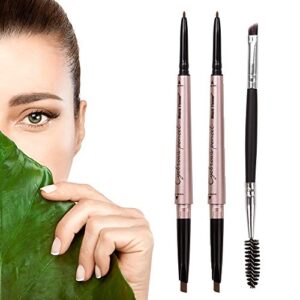 HeyBeauty 2 Pack of Eyebrow Pencil, Waterproof Eyebrow Makeup with Dual Ends, Professional Brow Kit with Eyebrow Brush, Light Brown