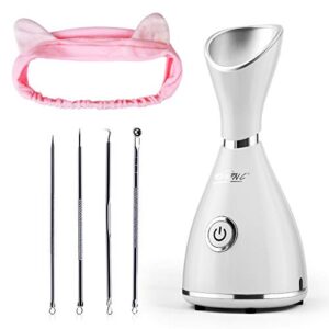 Facial Steamer Steam for Face Personal Home SPA Moisturizing Cleansing Pores Humidifier Atomizer Blackhead Remover Tools Kit and Hair Band for Mother Women Gifts