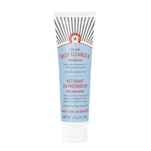 First Aid Beauty Pure Skin Deep Cleanser with Red Clay – Face Wash for Oily or Blemish-Prone Skin – 4.7 oz.