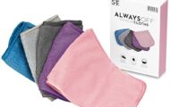 S&T INC. Always Off Reusable Makeup Remover cloths, 6” X 12”, Solid Assorted Colors, 5 Pack