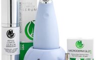 Microderm GLO MINI Premium Skincare Bundle - Includes Diamond Microdermabrasion System, 8mm Filters 30 pack, Peptide Complex Serum. Best Anti Aging Treatment Blackhead Remover and Pore Vacuum Kit