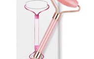 Rose Quartz Facial Roller Jade Roller Face Roller Massager for Face Eyes Cheeks Forehead Neck Skin Care Tool Reduce Wrinkles Puffiness Crow's Feet Nasolabial Folds