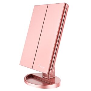 BESTOPE Makeup Mirror Lighted Makeup Mirror with Lights,Vanity Mirror with 2x/3x Magnification,Touch Screen,180 Degree Rotation,Cosmetic Light Up Mirror