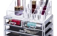 BROOKSTONE - Makeup Organizer for Vanity, Cosmetic Display Case with Drawers, Fits Brushes, Lipsticks, and Other Accessories, Versatile Storage Solution