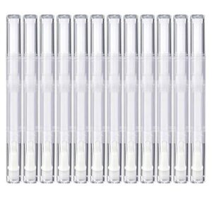12 Pack 3 ml Transparent Twist Pens, Empty Nail Oil Pen with Brush Tip, Cosmetic Lip Gloss Container Applicators Eyelash Growth Liquid Tube (12x)