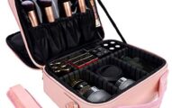 Travel Makeup Bag Train Case Cute Cosmetic Case Organizer Portable Artist Storage Bag with Adjustable Dividers for Cosmetics Makeup Brushes Toiletry Jewelry Digital Accessories