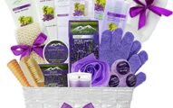 Deluxe XL Gourmet Spa Gift Basket with Essential Oils. 20-Piece Luxury Bath & Body Gift Set with Bath Bombs, Bubble Bath & More! Huge Gift Set for Her, Holiday Gift (Grapeseed & Lavender)